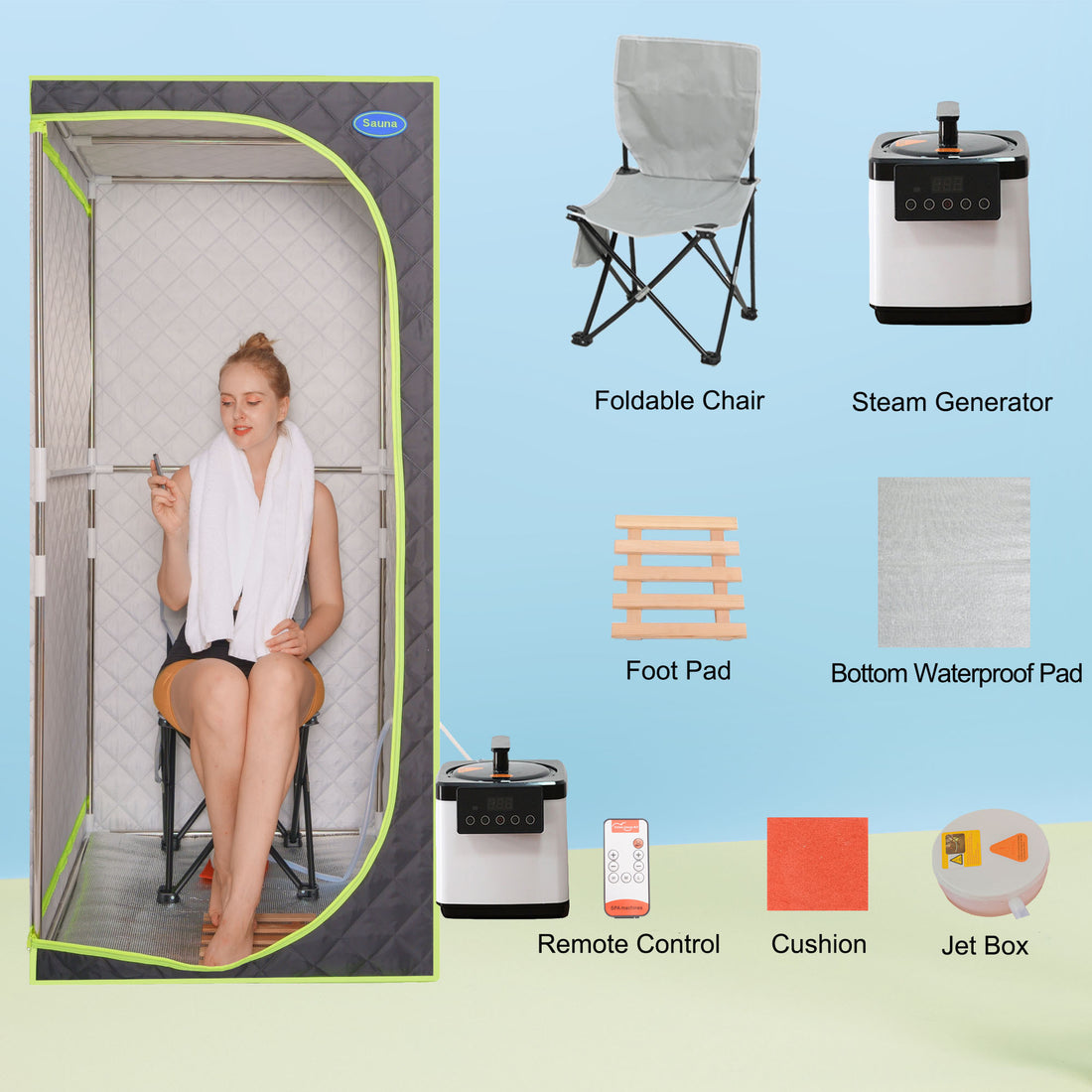 Portable Plus Type Full Size Steam Sauna tent. Spa black-polyester