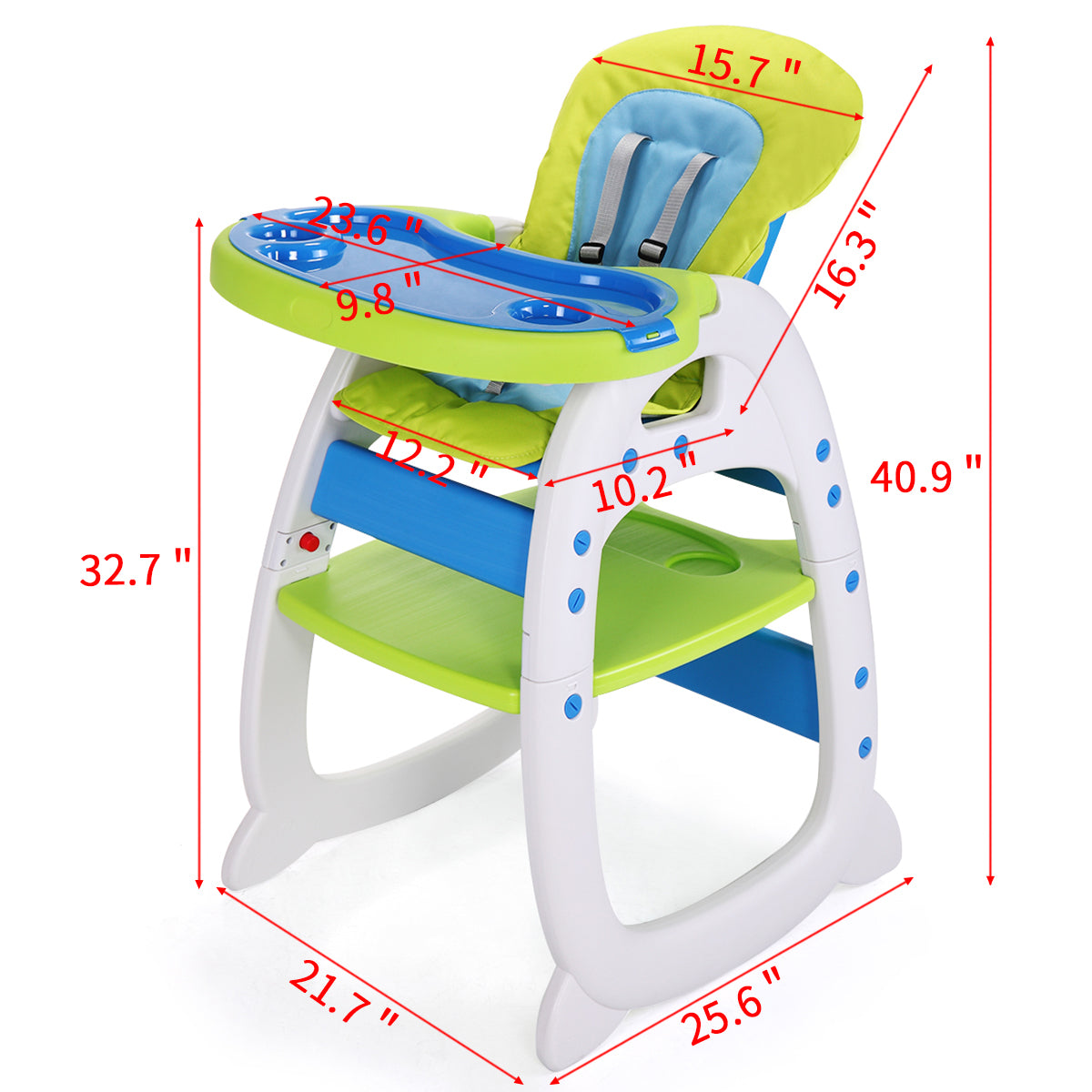 Multipurpose Adjustable Highchair for Baby Toddler blue-polypropylene