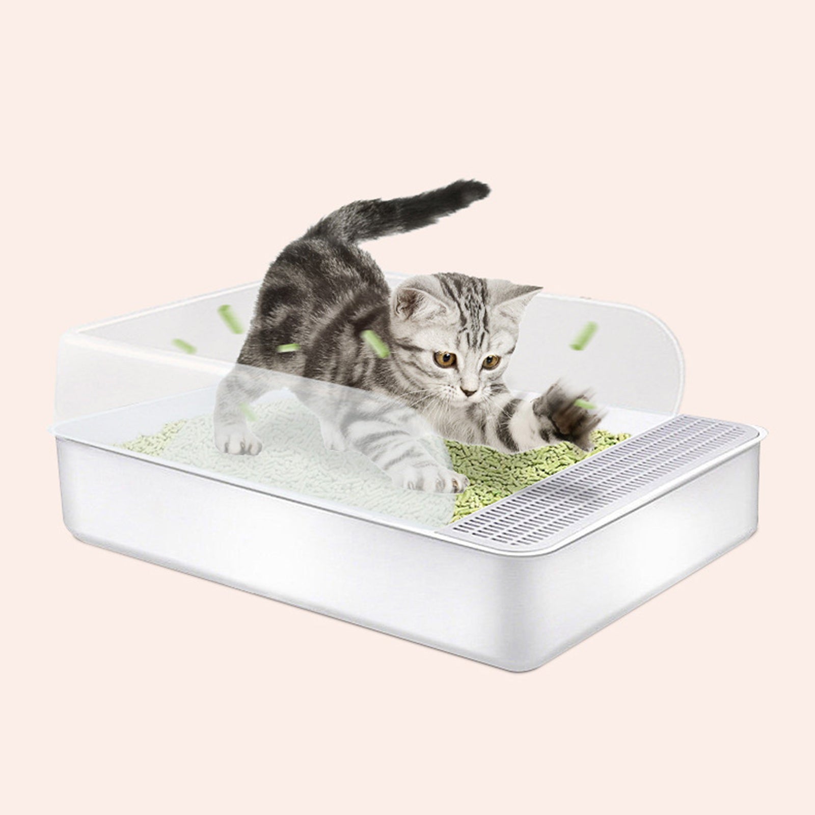 Spacious 20 Inch Open Cat Litter Box with Snap On