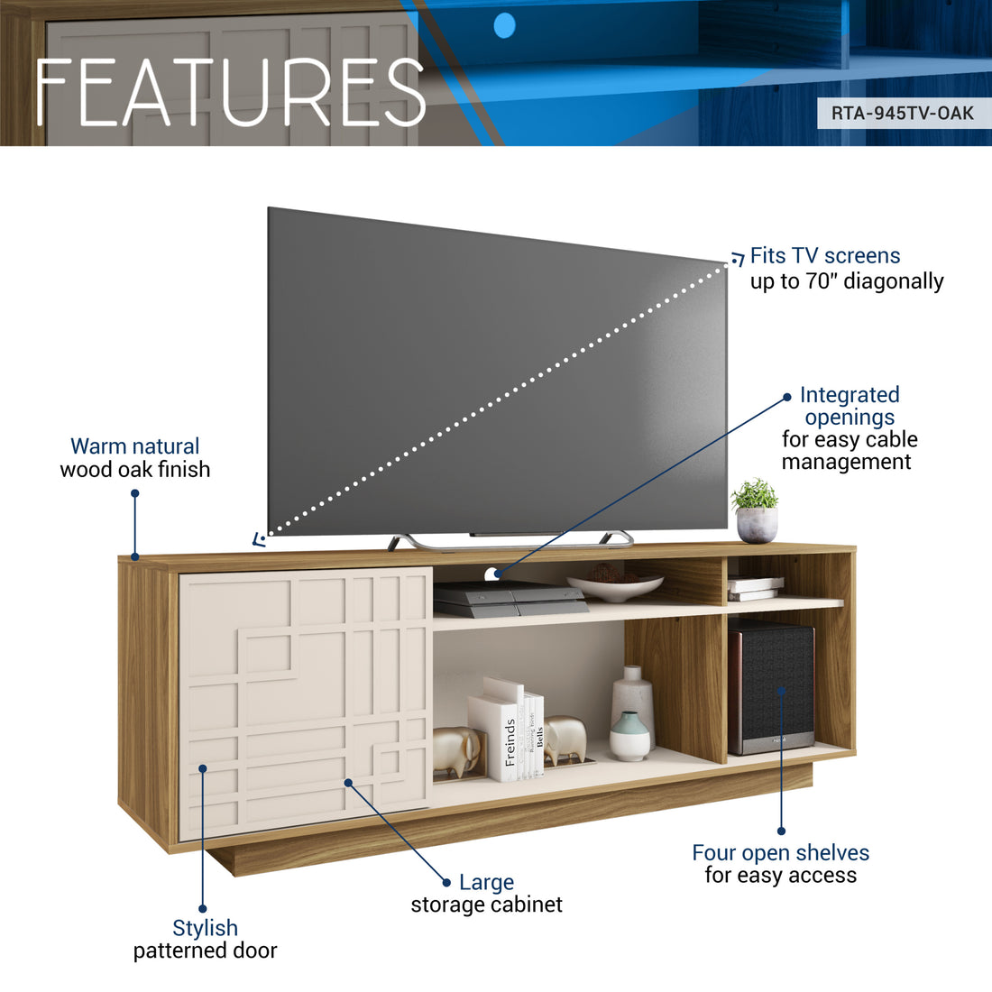 Techni Mobili Contemporary Tv Stand for TVs Up to