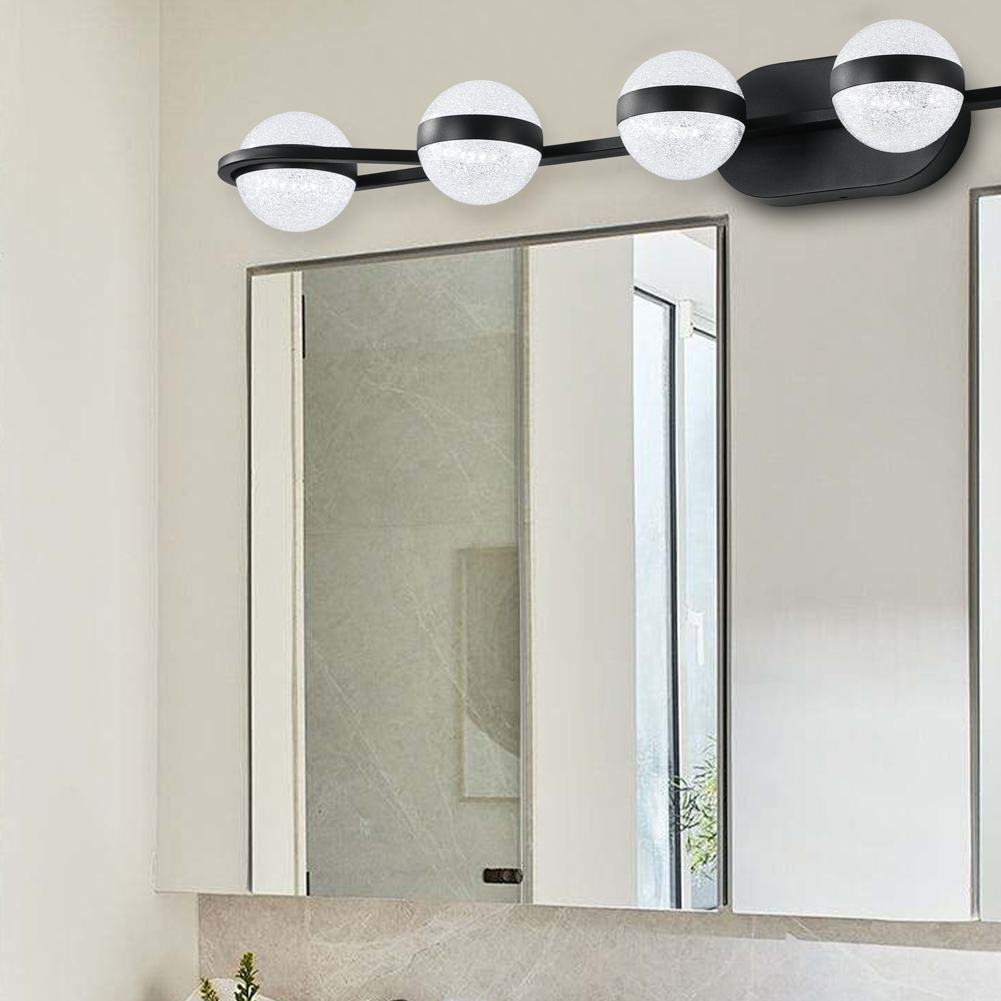 Vanity Lights With 6 LED Bulbs For Bathroom Lighting black-modern-acrylic