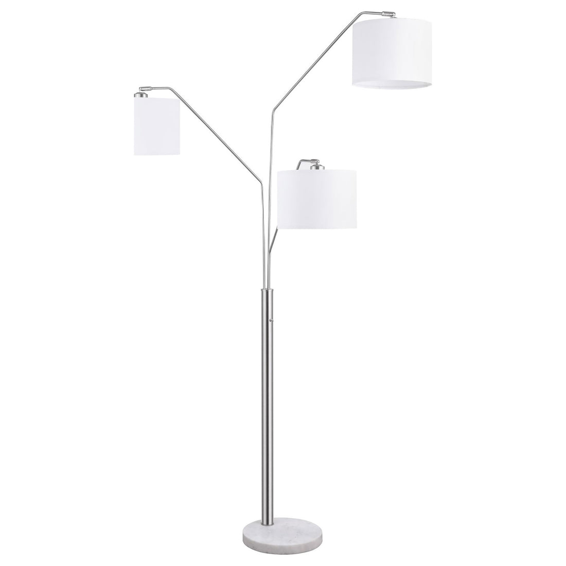 White and Stain Nickel Trio Drum Shade Floor Lamp