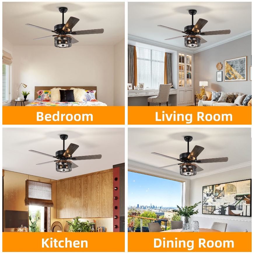 52'' Plywood blades ceiling fan with remote