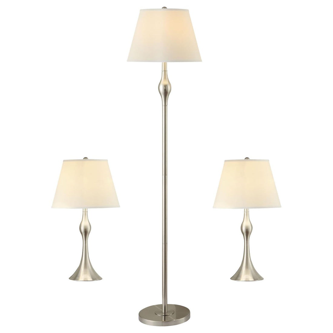 Beige and Brushed Nickel 3 Piece Lamp Set