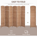 6' Tall Wicker Weave 6 Panel Room Divider Privacy natural-wood