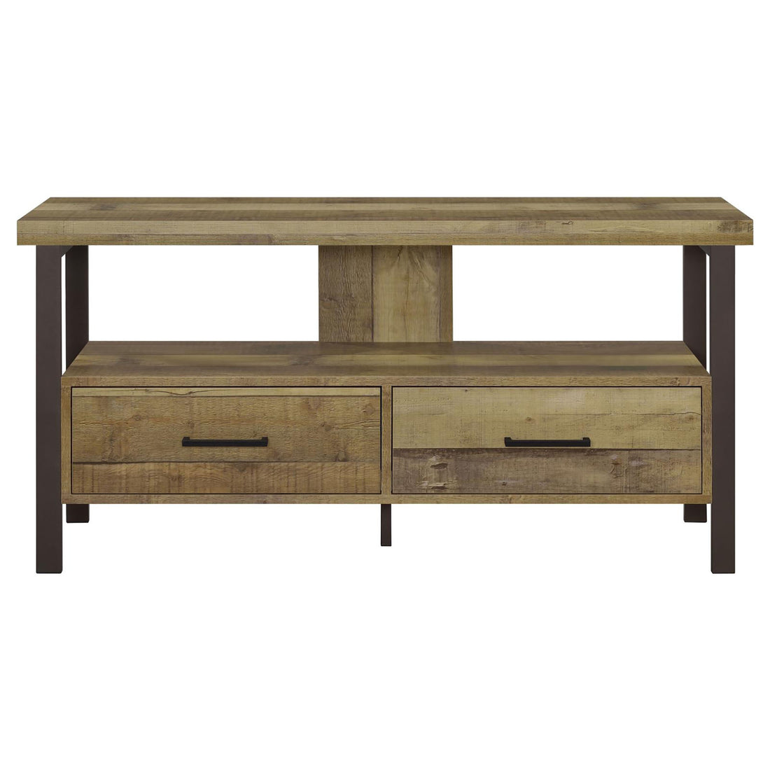 Weathered Pine and Dark Bronze 48 inch TV Console brown-primary living space-40-49 inches-50-59