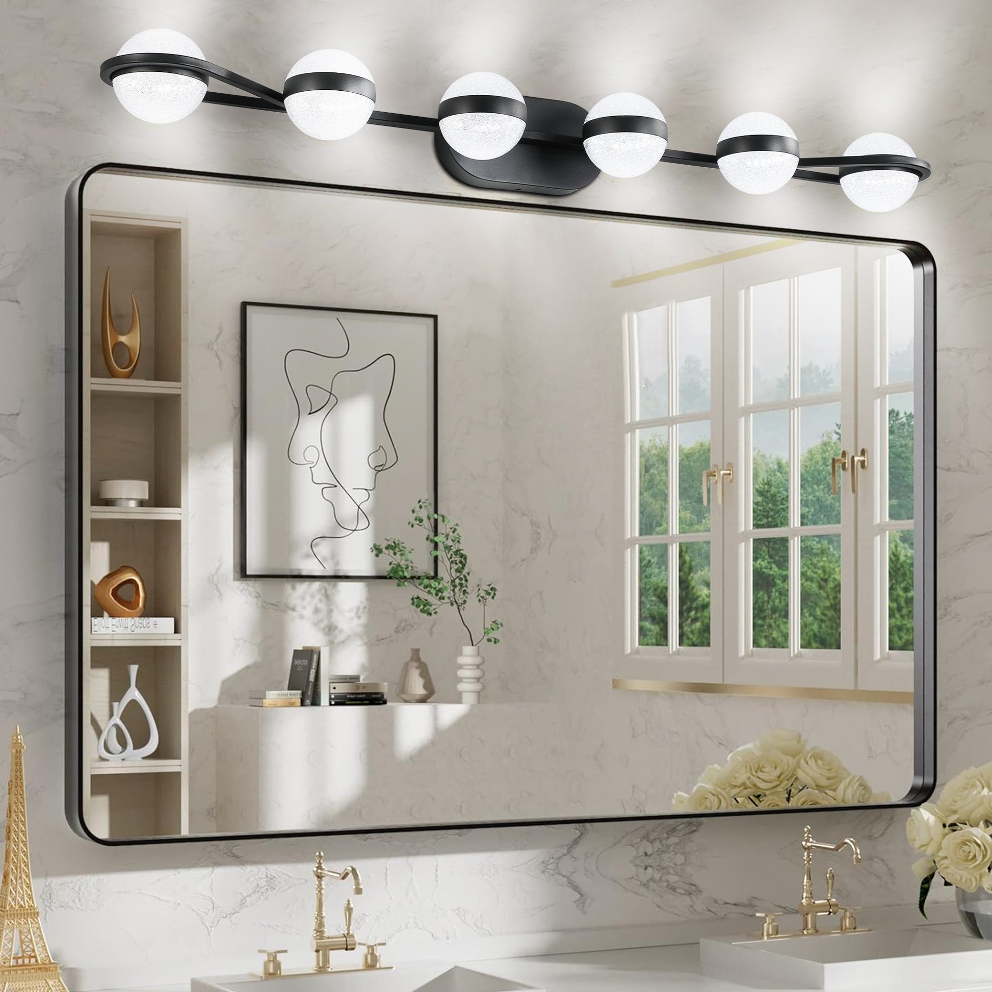 Vanity Lights With 6 LED Bulbs For Bathroom Lighting black-modern-acrylic