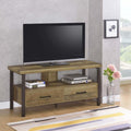 Weathered Pine and Dark Bronze 48 inch TV Console brown-primary living space-40-49 inches-50-59