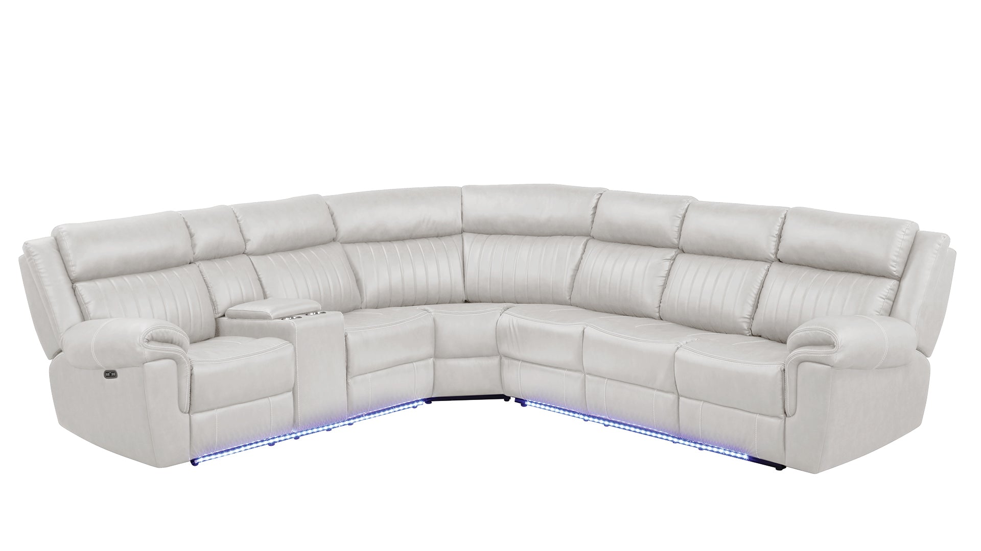 Aviator Modern Style Recliner Sectional Sofa made with beige-faux leather-wood-primary living