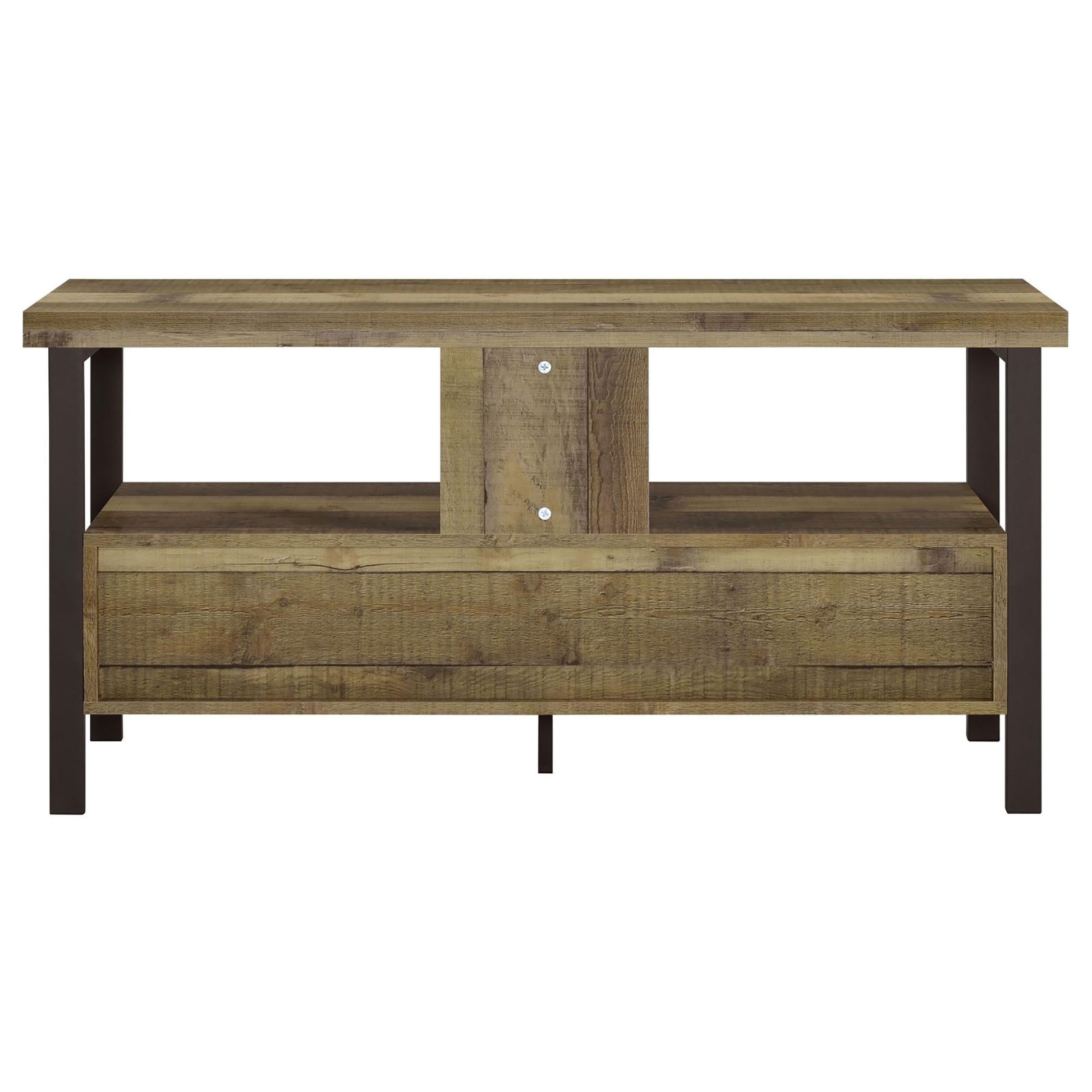 Weathered Pine and Dark Bronze 48 inch TV Console brown-primary living space-40-49 inches-50-59