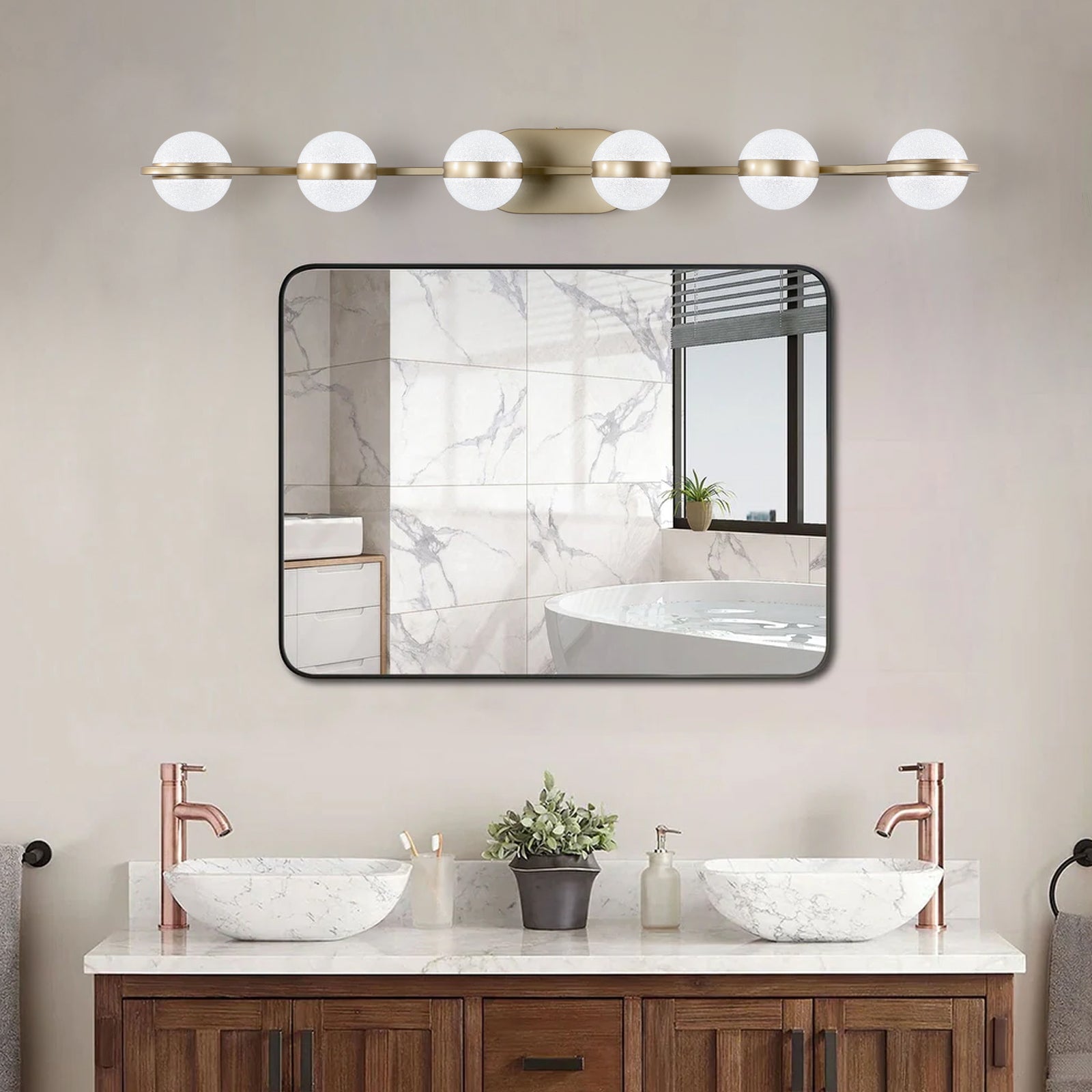 Vanity Lights With 6 LED Bulbs For Bathroom Lighting brushed gold-modern-acrylic