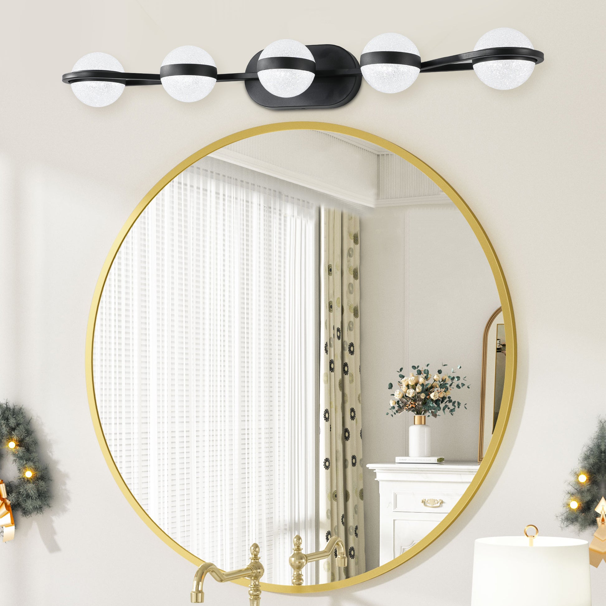 Vanity Lights With 5 LED Bulbs For Bathroom Lighting black-modern-acrylic