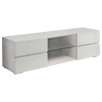 Glossy White 4 Drawer Tv Console