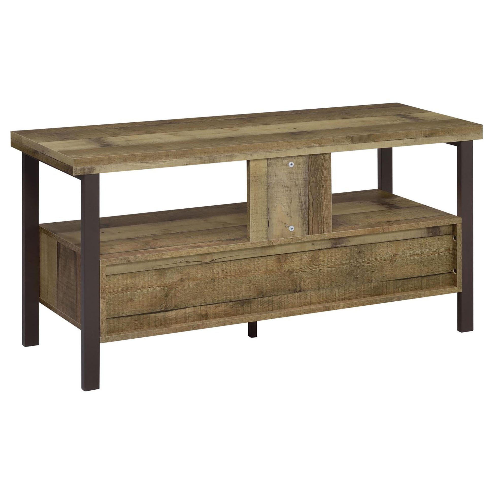 Weathered Pine and Dark Bronze 48 inch TV Console brown-primary living space-40-49 inches-50-59