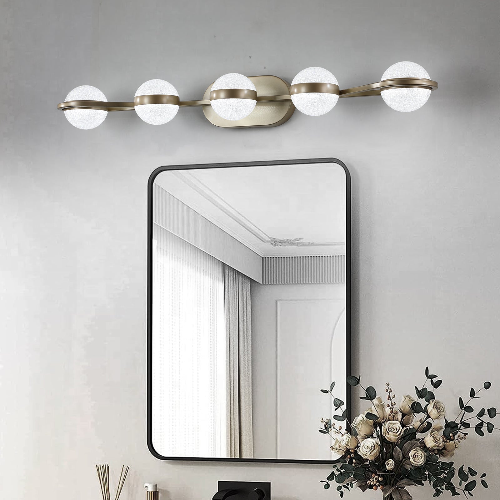 Vanity Lights With 5 LED Bulbs For Bathroom Lighting brushed gold-modern-acrylic