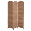 6' Tall Wicker Weave 3 Panel Room Divider Privacy natural-wood