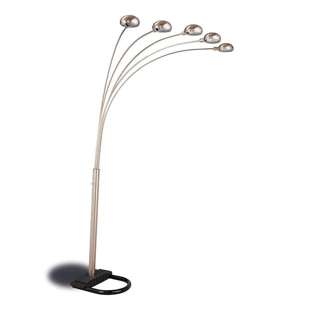 Chrome and Black Floor Lamp with Curvy Dome