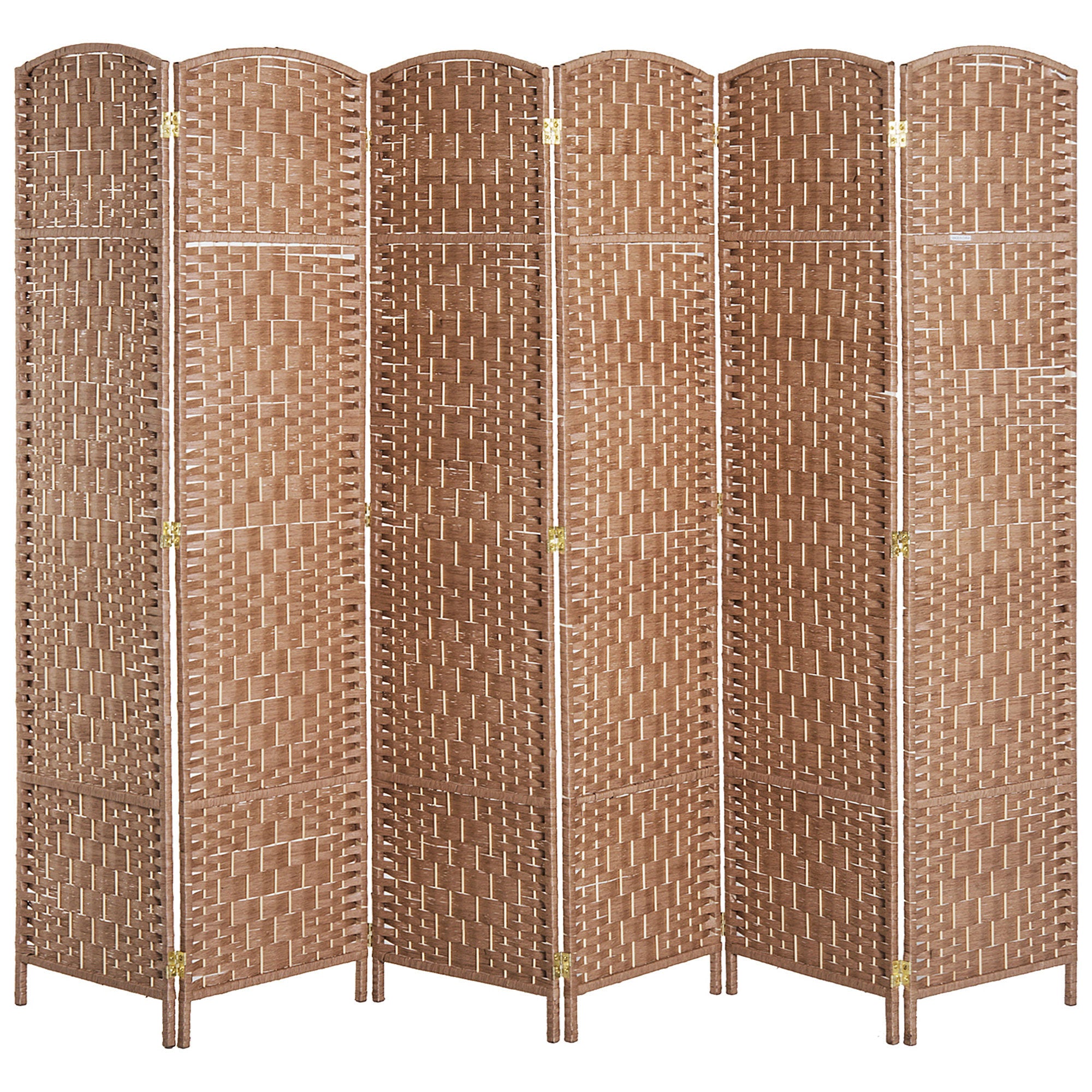 6' Tall Wicker Weave 6 Panel Room Divider Privacy natural-wood