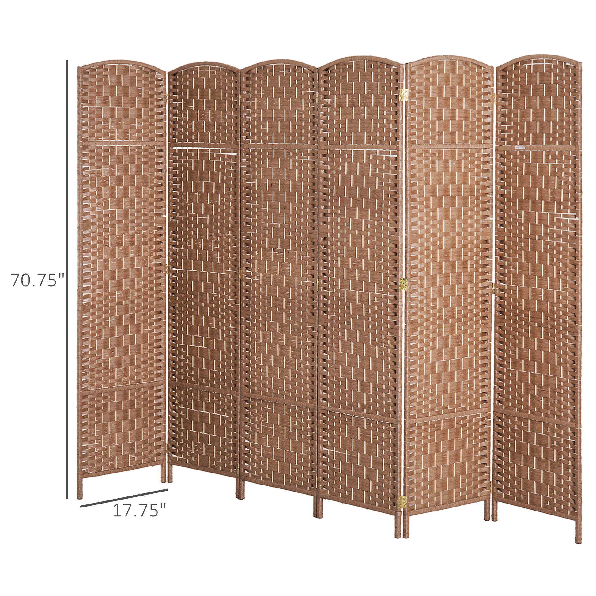 6' Tall Wicker Weave 6 Panel Room Divider Privacy natural-wood