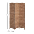 6' Tall Wicker Weave 3 Panel Room Divider Privacy natural-wood