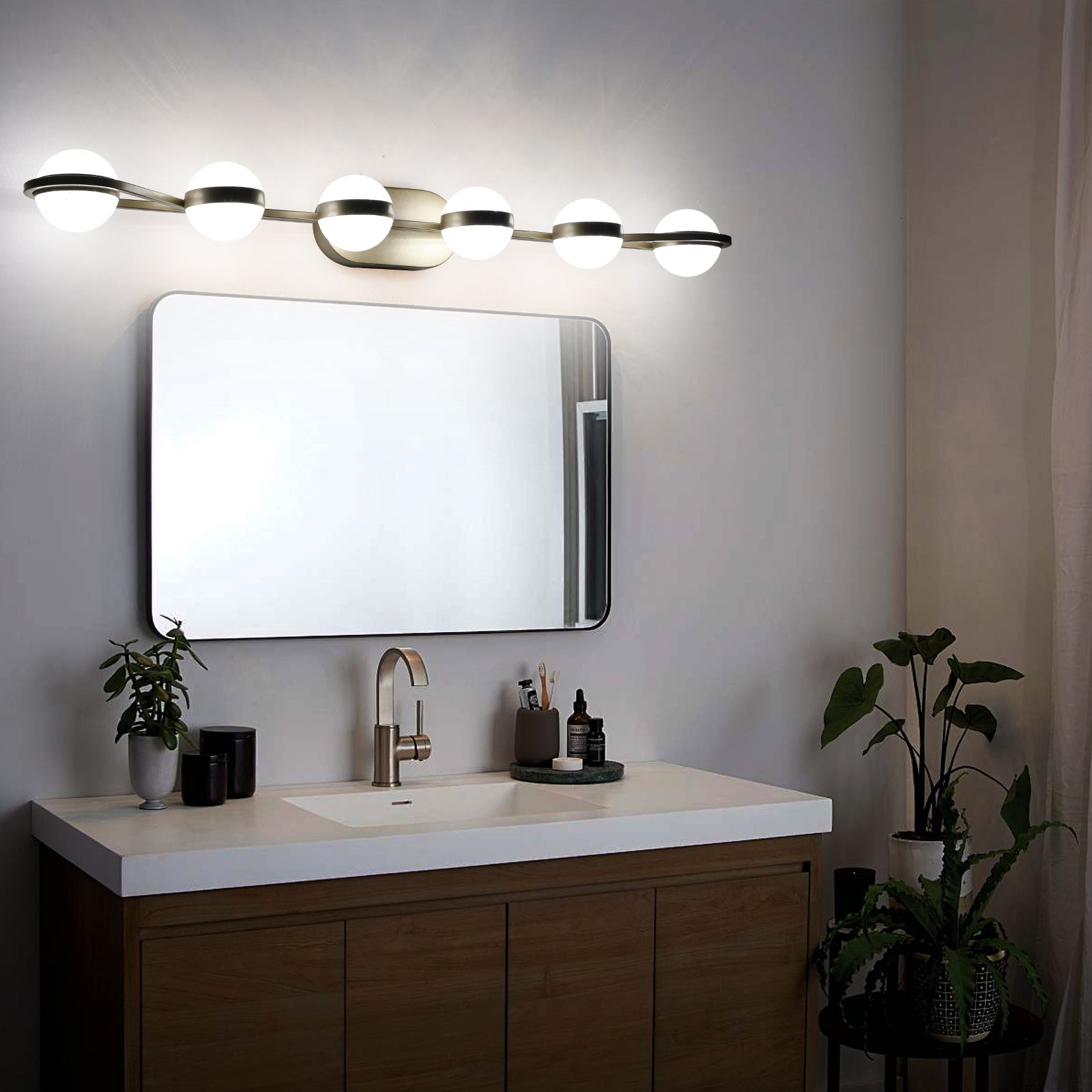 Vanity Lights With 6 LED Bulbs For Bathroom Lighting brushed gold-modern-acrylic