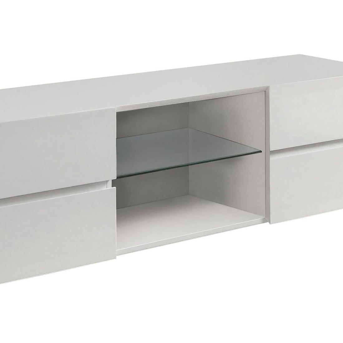 Glossy White 4 Drawer Tv Console