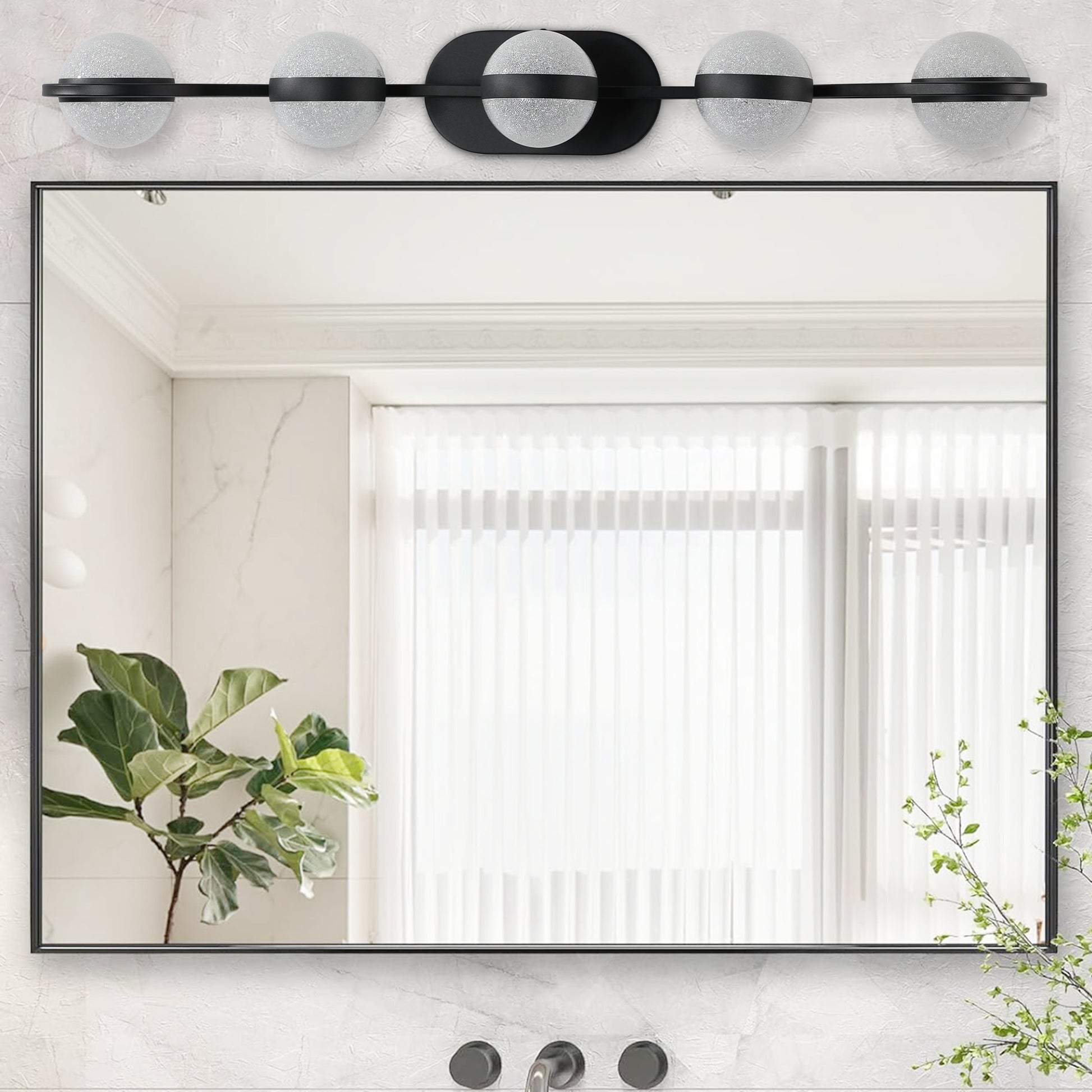 Vanity Lights With 5 LED Bulbs For Bathroom Lighting black-modern-acrylic