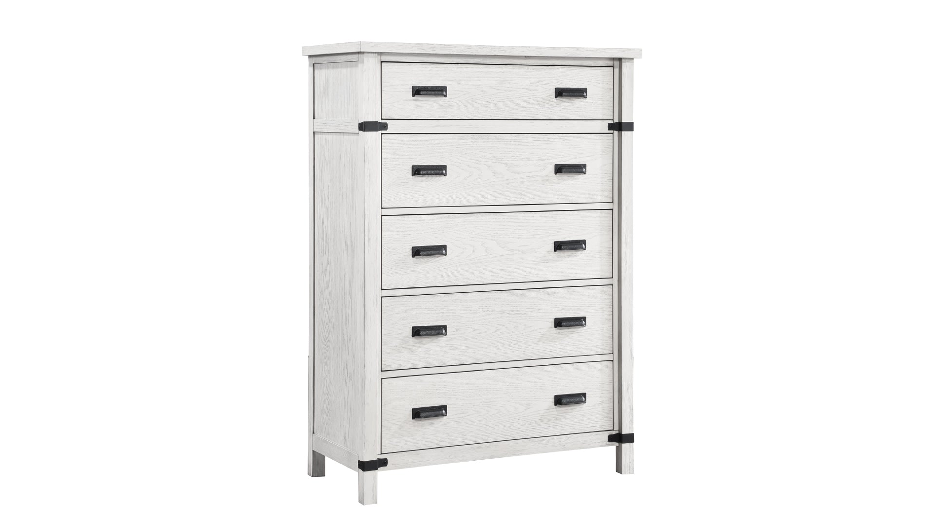 Loretta Modern Style 5 Drawer Chest Made with Wood in antique white-bedroom-modern-solid wood+mdf-wood