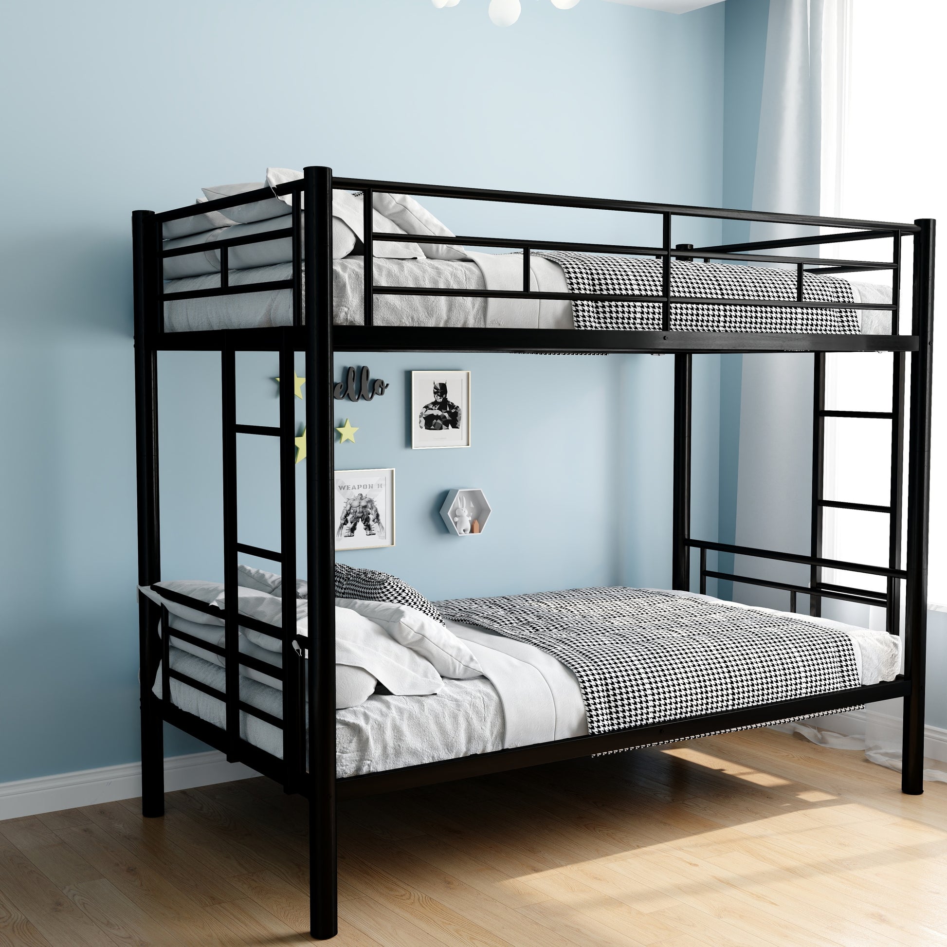 Bunk Bed Twin Over Twin Size With Ladder And High