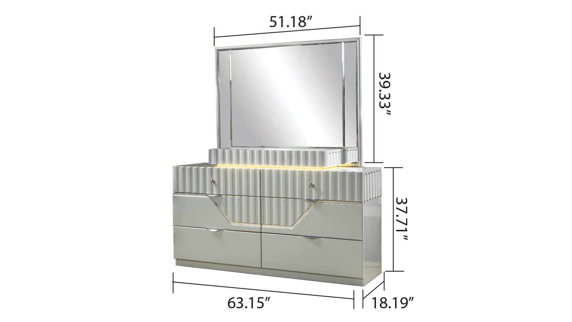 Da Vinci Modern Style 6 Drawer Dresser Made with Wood gray-bedroom-contemporary-modern-solid