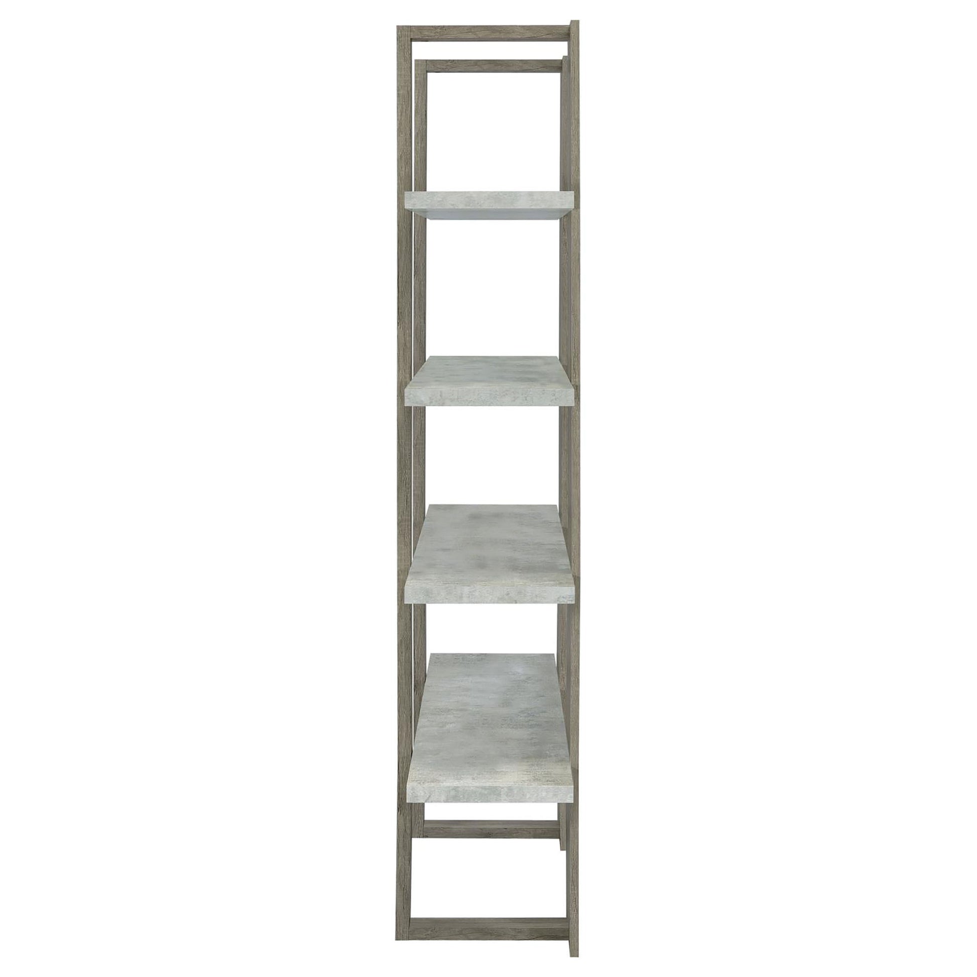 Grey Driftwood and Cement 4 Shelf Bookcase 4-grey-gray-etagere-horizontal-primary living