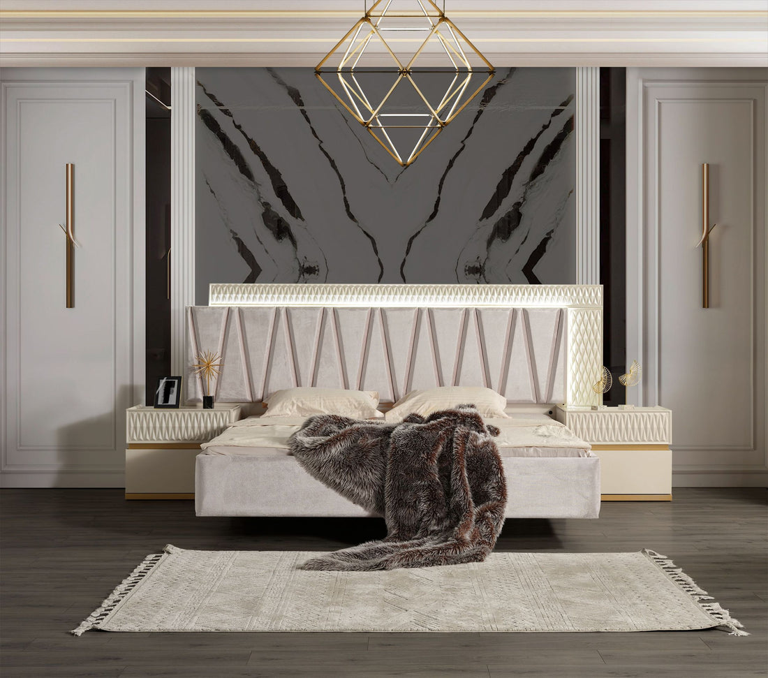 Delfano Modern Style Queen Bed Made with Wood in