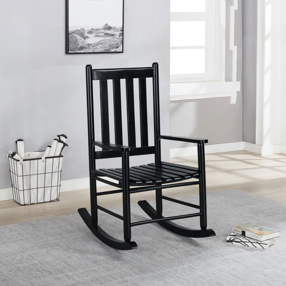 Black Slat Back Rocking Chair