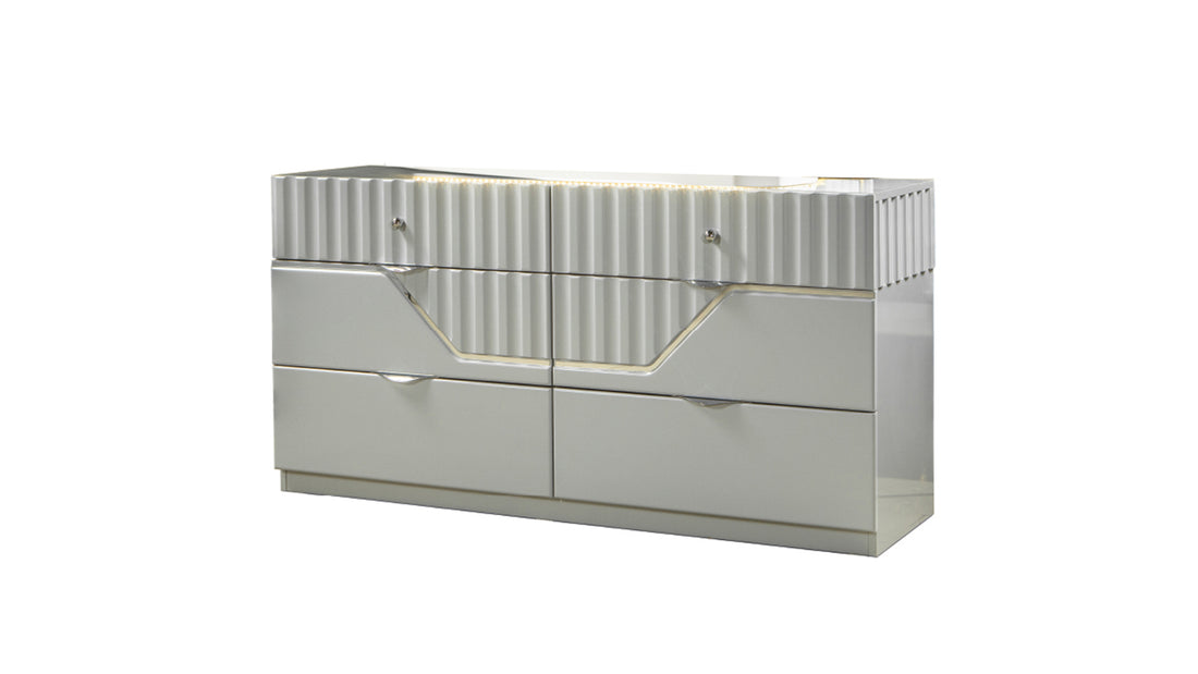 Da Vinci Modern Style 6 Drawer Dresser Made with Wood gray-bedroom-contemporary-modern-solid