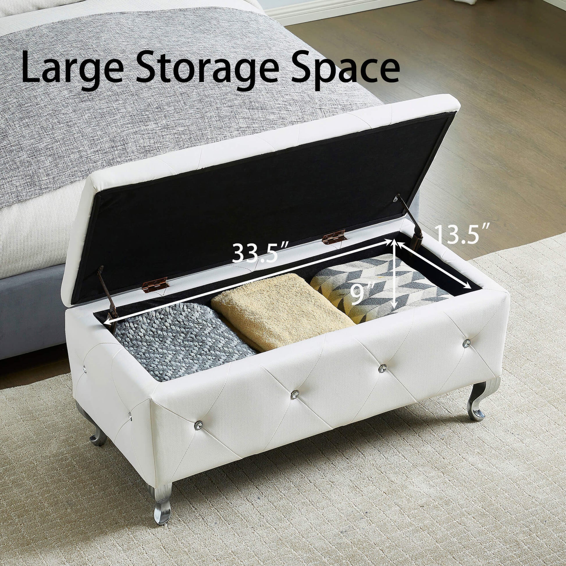 Upholstered Storage Ottoman Bench For Bedroom End