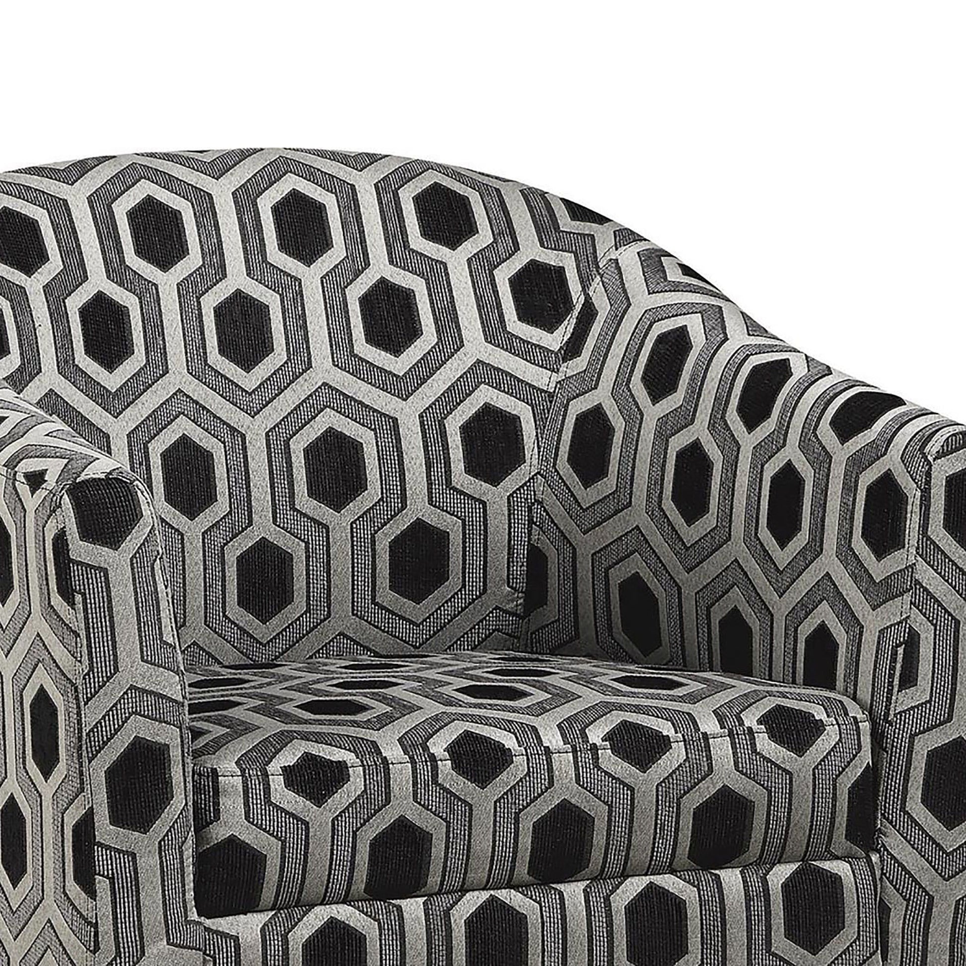 Grey and Black Hexagon Print Barrel Back Accent