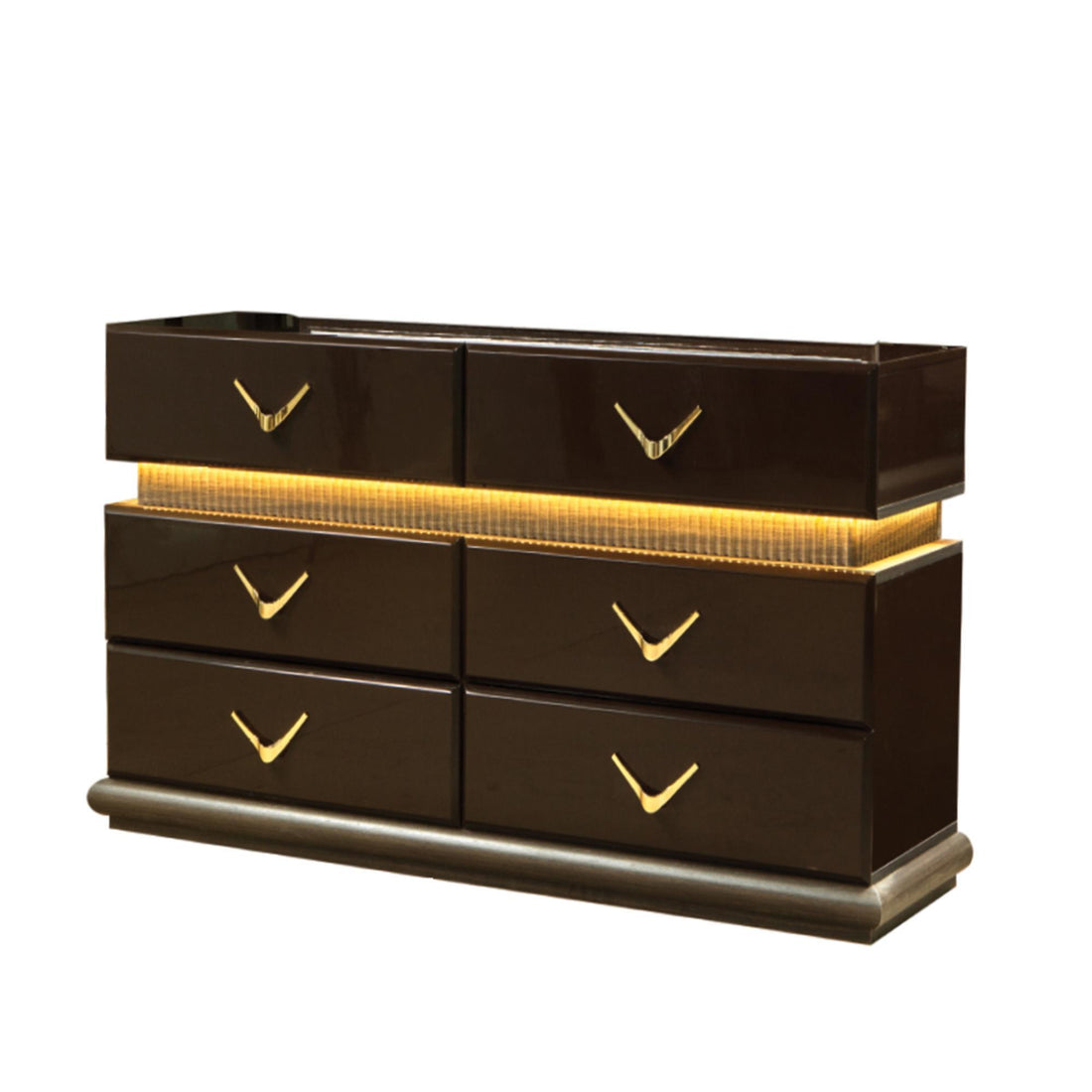 Dunhill Modern Style 6 Drawer Dresser Made with Wood brown-bedroom-modern-solid wood+mdf-wood