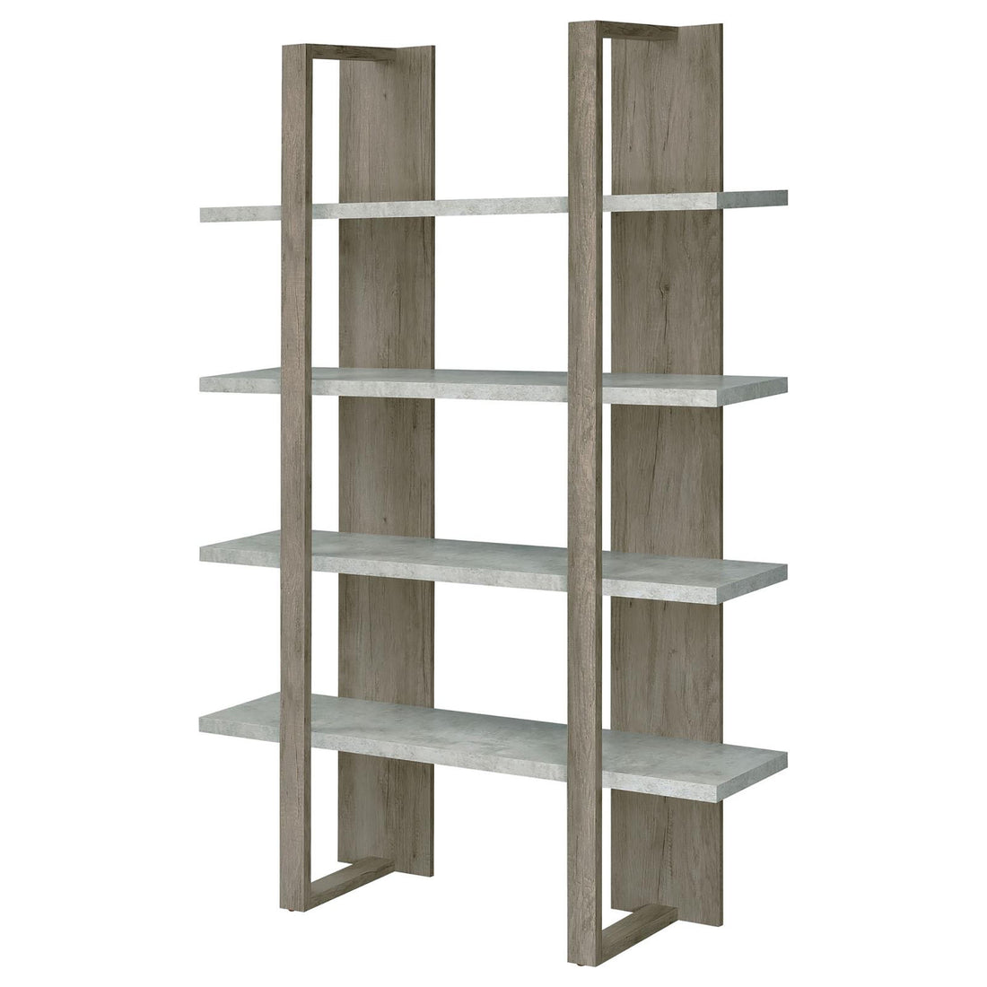 Aged Walnut and White 4 Shelf Bookcase 4-brown-brown-etagere-vertical-primary living