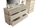 Delfano Modern Style 5 Pc King Bedroom Set Made with box spring not required-king-beige-wood-5 piece