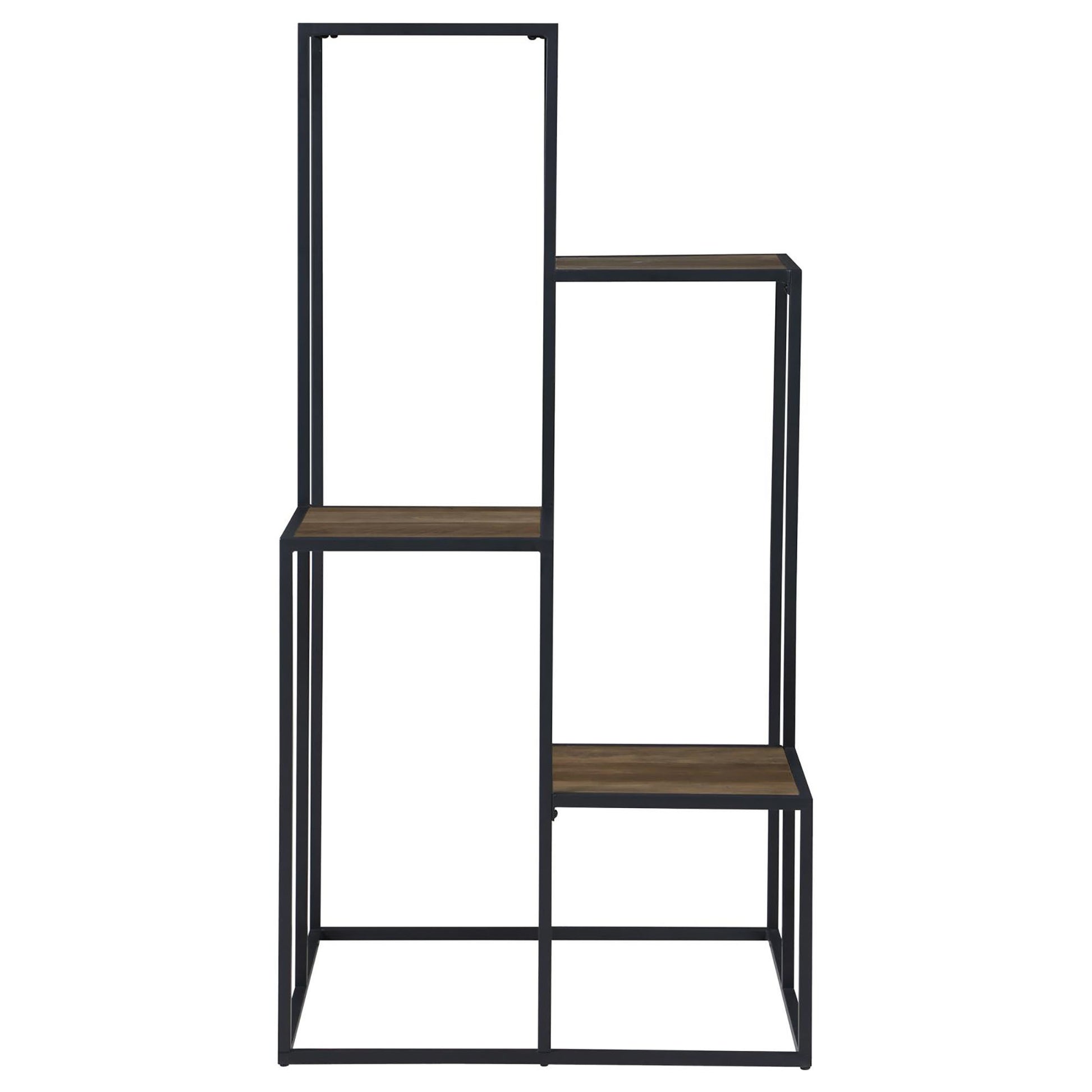 Rustic Brown and Black 4 Tier Display Shelf 4-black-brown-primary living space-open