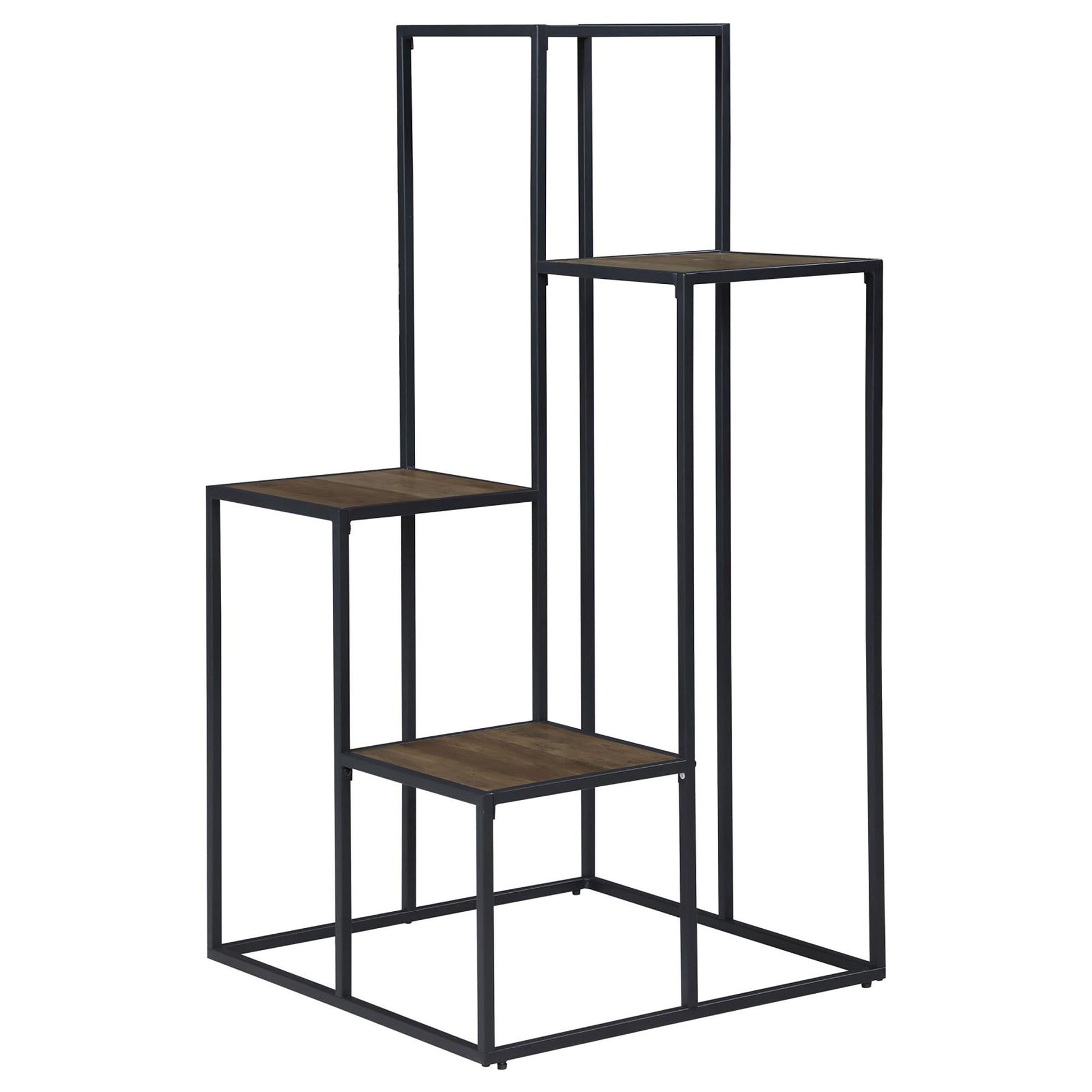 Rustic Brown and Black 4 Tier Display Shelf 4-black-brown-primary living space-open