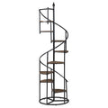 Rustic Brown and Black 8 Shelf Staircase Bookcase 8 or more-brown-ladder-horizontal-office-open