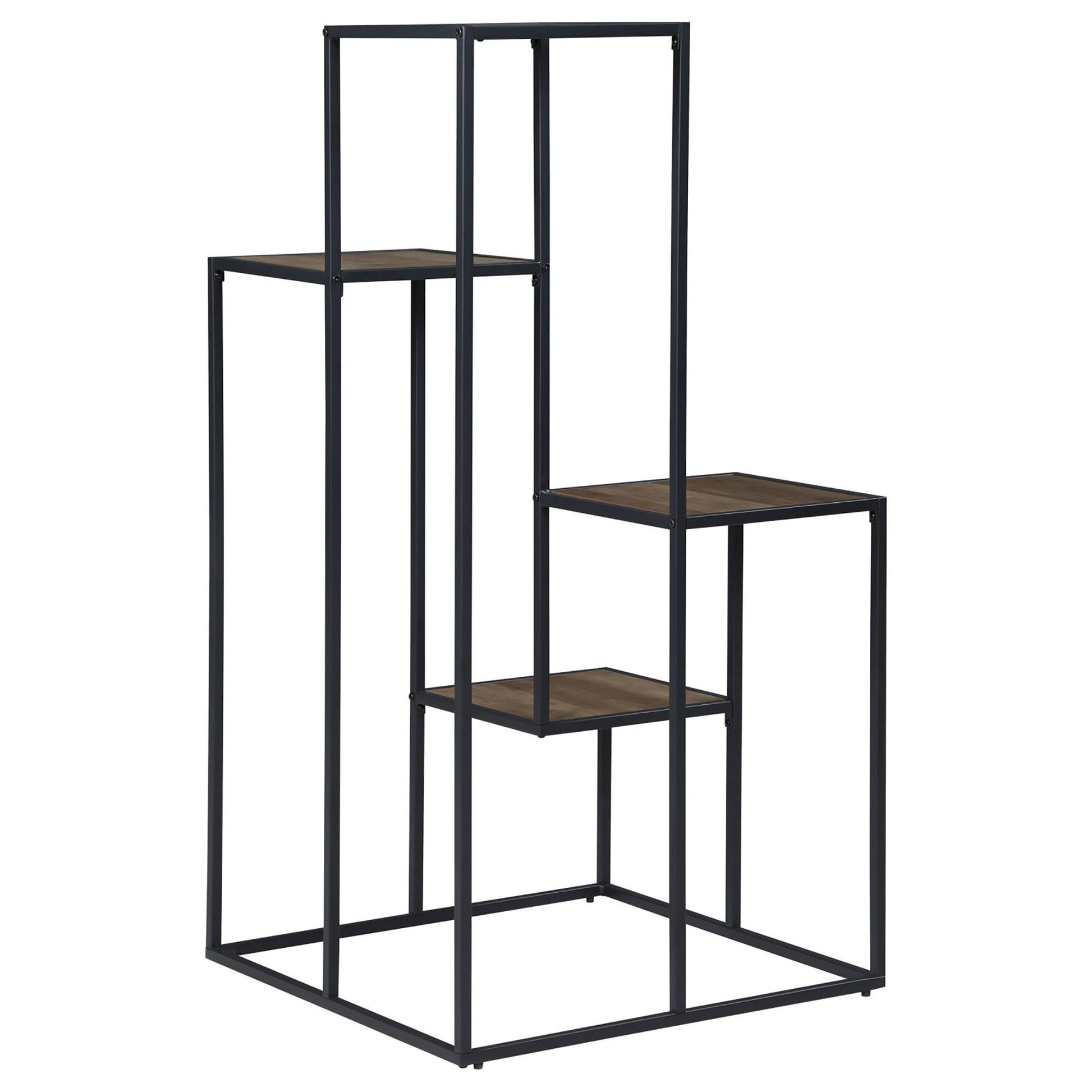 Rustic Brown and Black 4 Tier Display Shelf 4-black-brown-primary living space-open