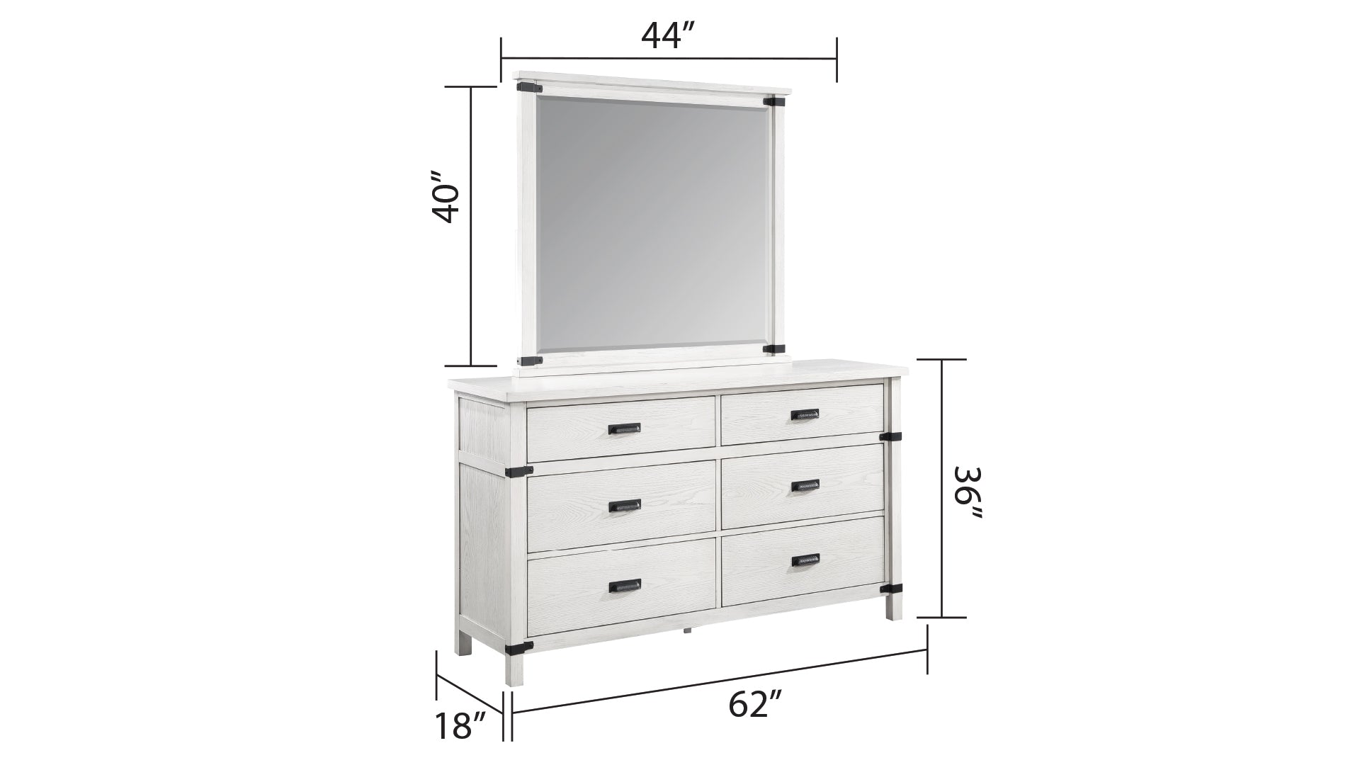 Loretta Modern Style 6 Drawer Dresser Made with Wood antique white-white-bedroom-modern-solid