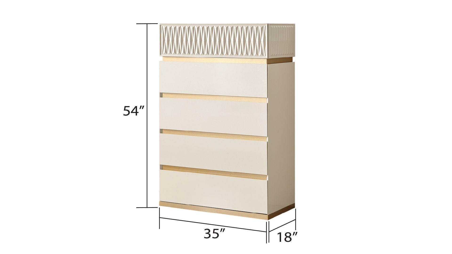 Delfano Modern Style 5 Drawer Chest Made with Wood in beige-bedroom-contemporary-modern-solid