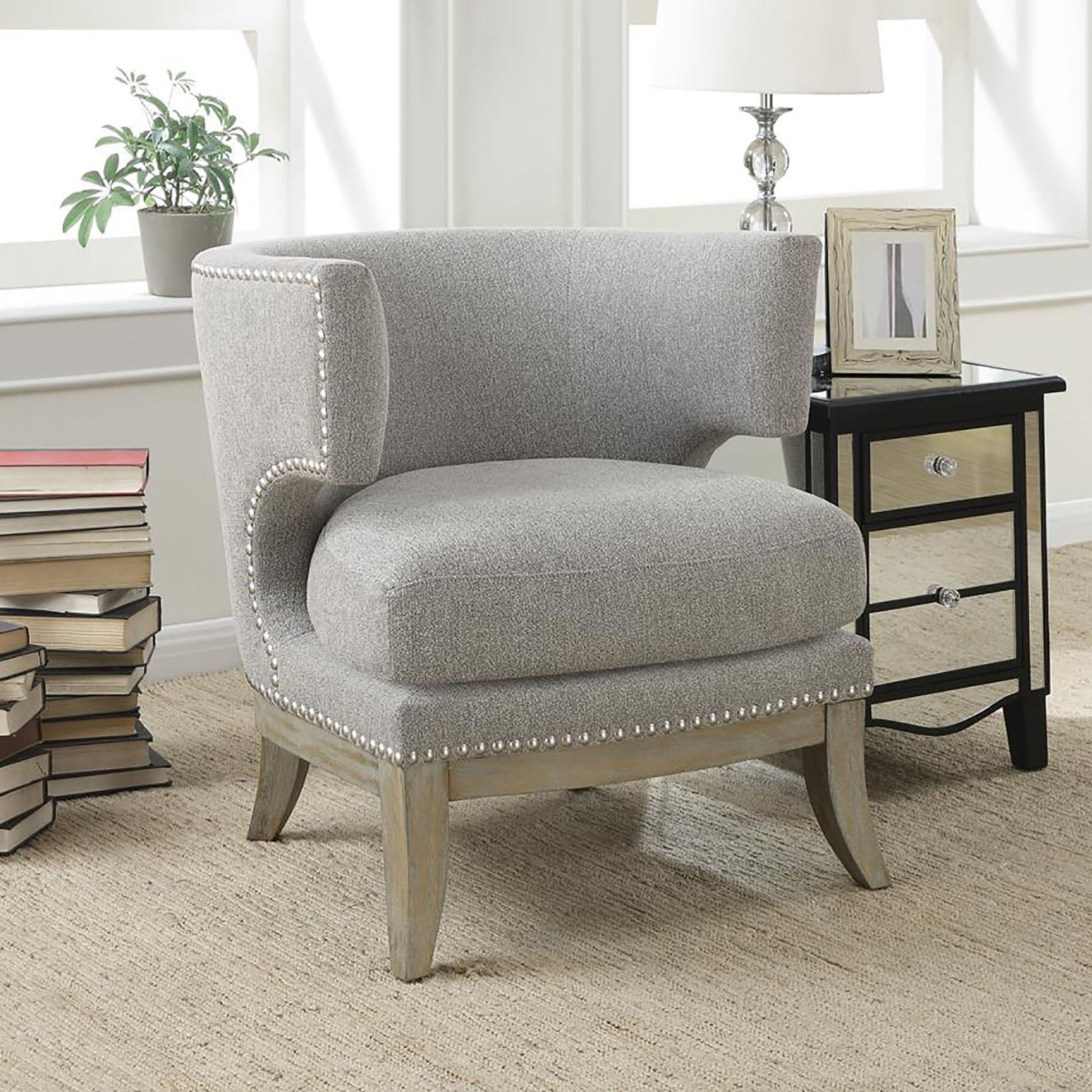 Grey Barrel Back Accent Chair