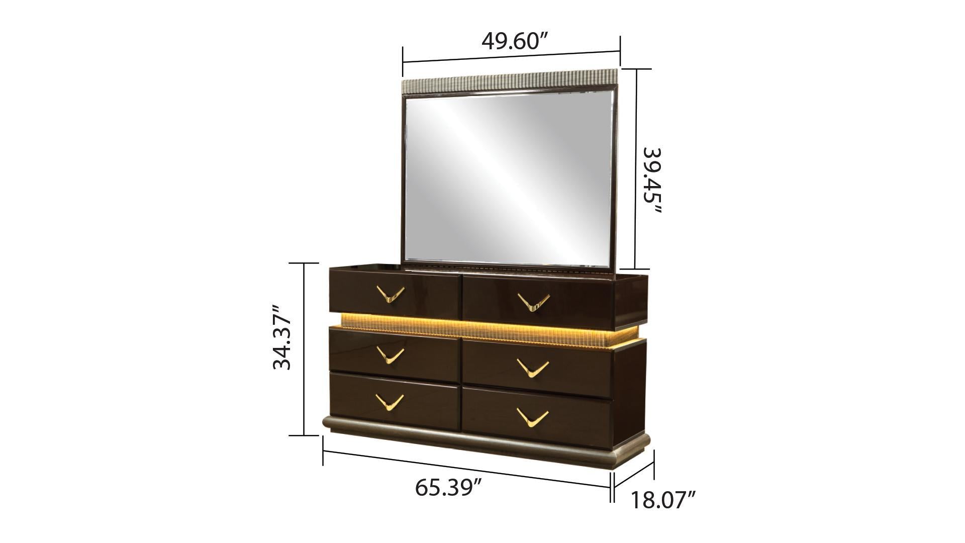 Dunhill Modern Style 6 Drawer Dresser Made with Wood brown-bedroom-modern-solid wood+mdf-wood