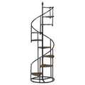 Rustic Brown and Black 8 Shelf Staircase Bookcase 8 or more-brown-ladder-horizontal-office-open