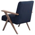 Dark Blue and Walnut Wooden Arms Accent Chair