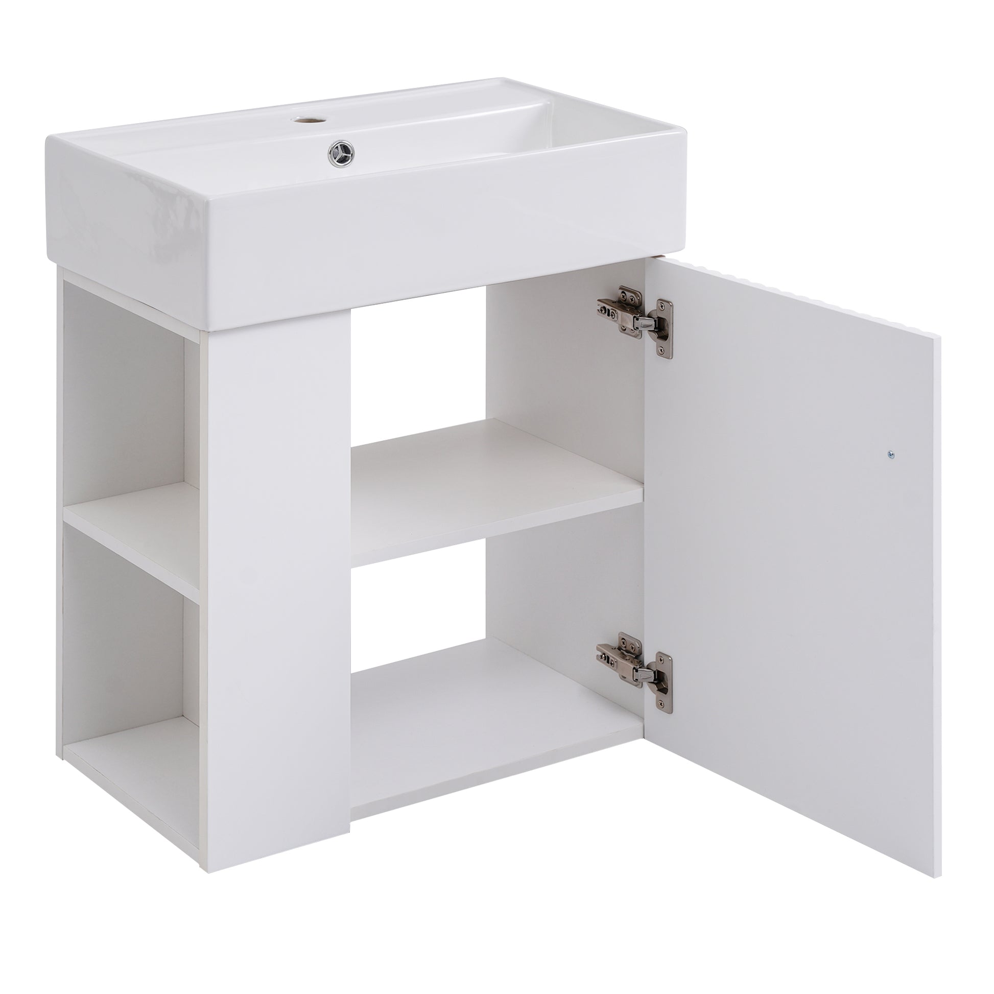 Video 21.6inch Modern Floating Bathroom Vanity with white-ceramic+mdf